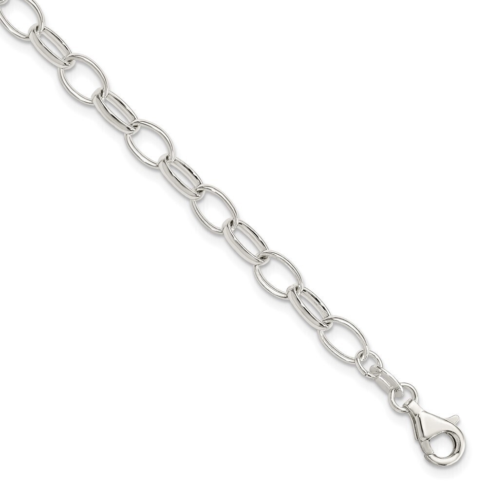 Kazi Luxury Sterling Silver Polished Fancy Link Bracelet